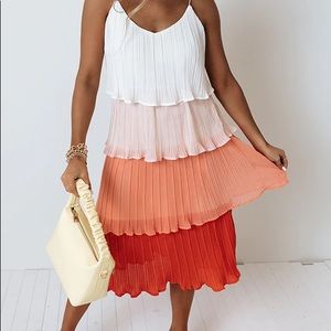Shores Of Avalon Tiered Dress In Peach